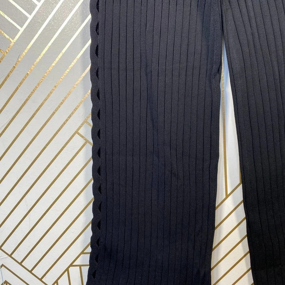 Jonathan‎ Simkhai Zig Zag Ribbed Cropped Knit Pants Black Textured Minimalist - Picture 4 of 9